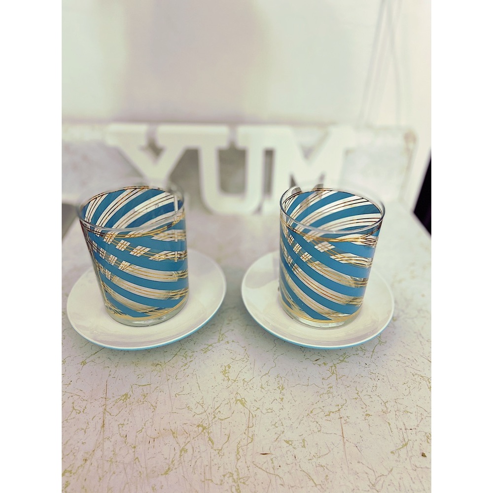 Blue & Gold Striped Glasses
